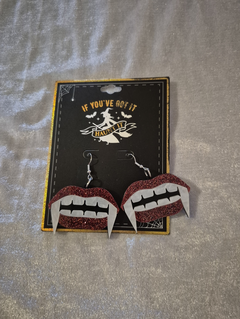 Macy's Glitter Vampire Fang Lip Earrings - Red & White